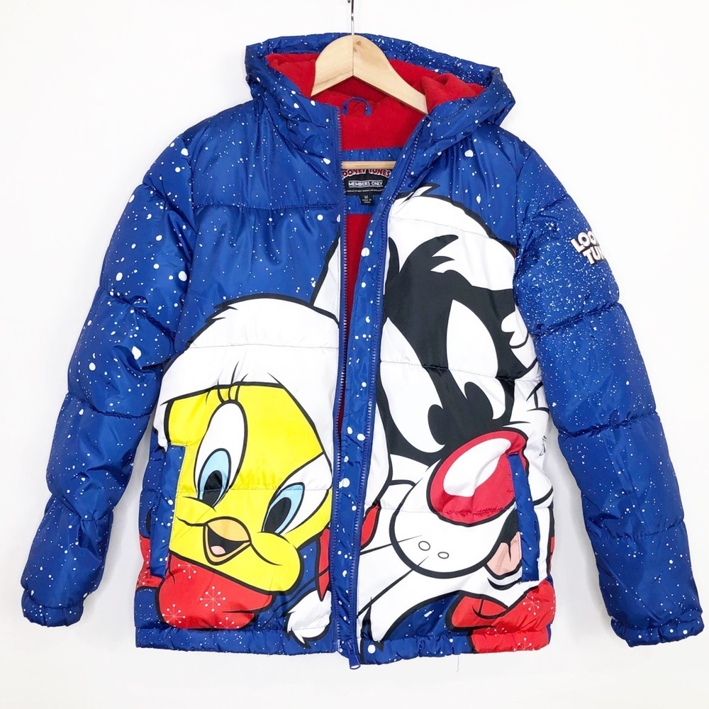 Members only Looney Tunes tweety, Sylvester, hooded, puffer jacket